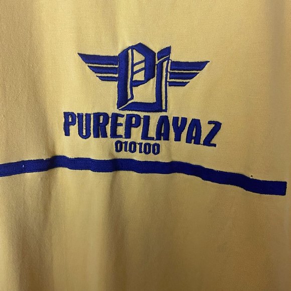 PURE PLAYAZ Mens Yellow New York T Shirt Short Sleeve Size L Y2K VTG Streetwear - Picture 9 of 11